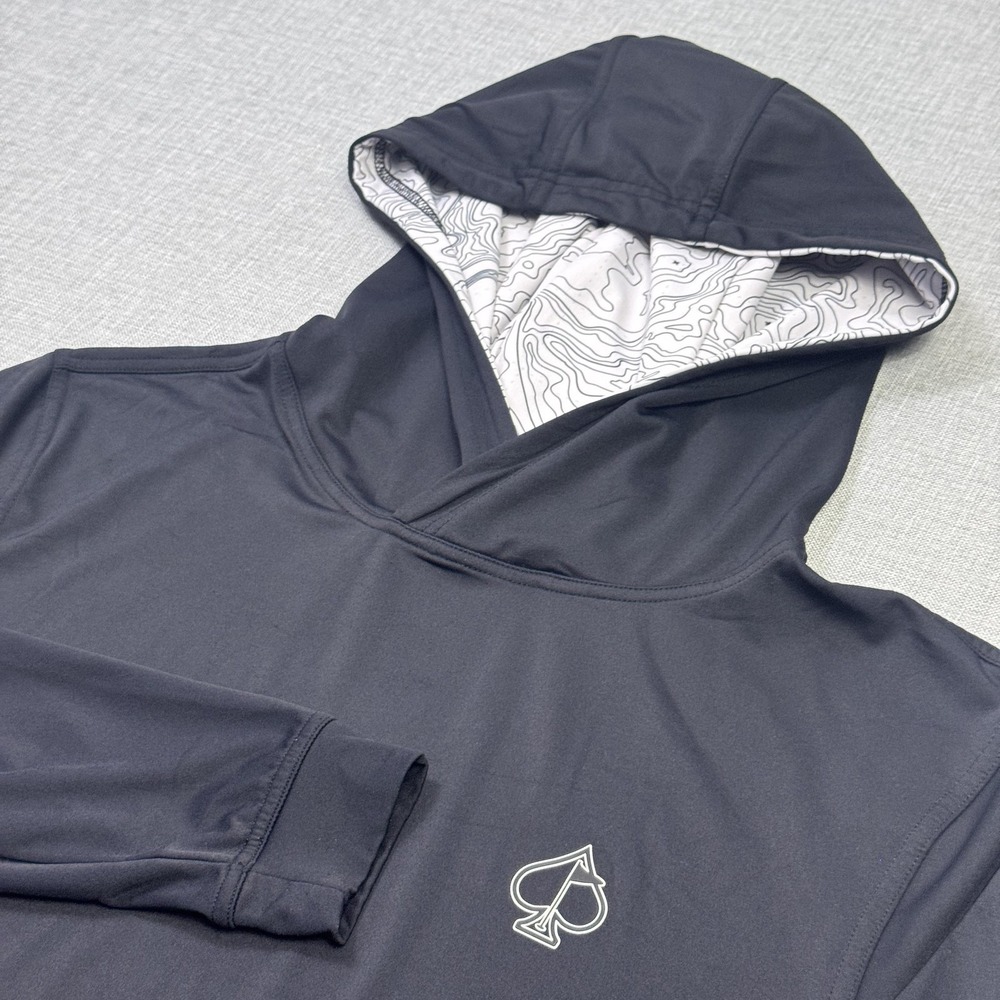 Pins & Aces Golf Hoodie Mens Small Black Lightweight Pockets Stretch Performance